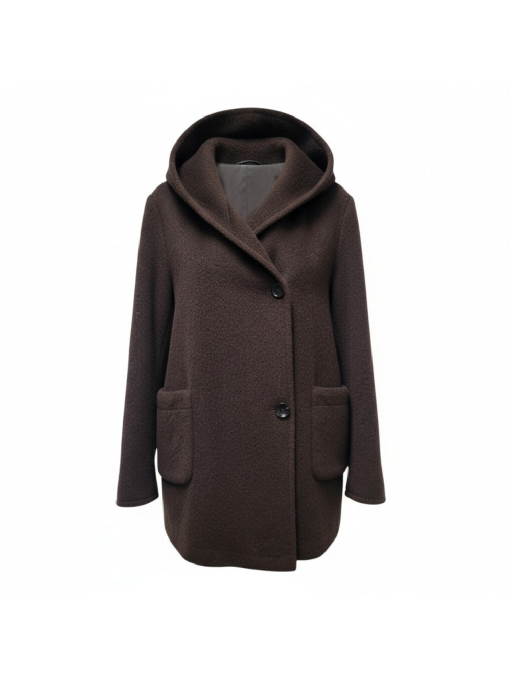 TALBOTS Petites Women's Brown Wool Mohair Blend Hoodie Wide Shawl Coat Large